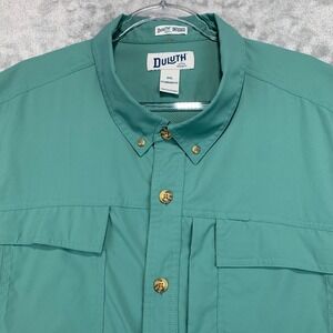 Duluth Trading Co. Untucked Fishing Shirt Vented Short Sleeve Green 3XL